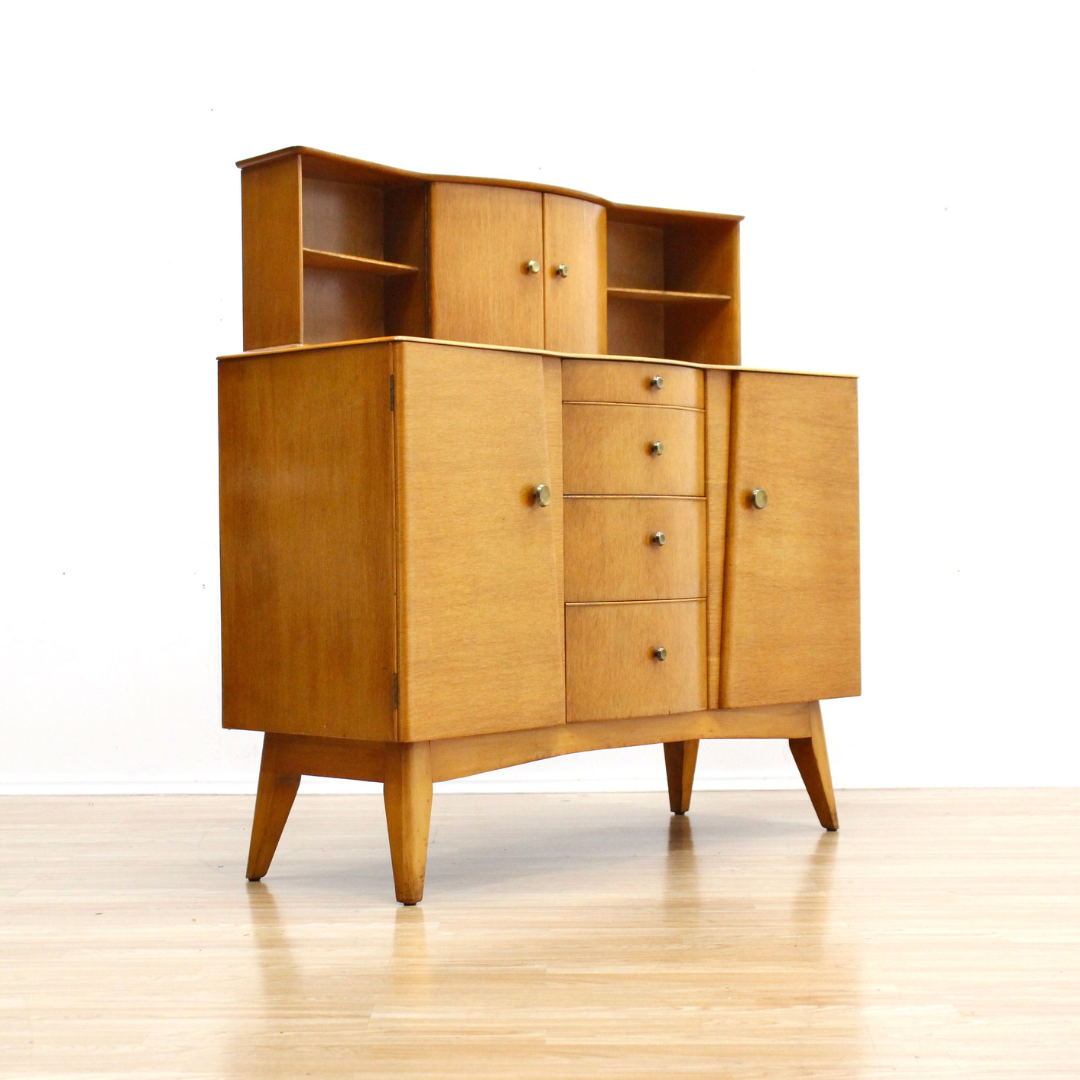 VINTAGE 1950S OAK HUTCH CREDENZA BY STONEHILL FURNITURE