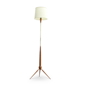 DANISH TEAK STANDING ROCKET SHAPE FLOOR LAMP & SHADE