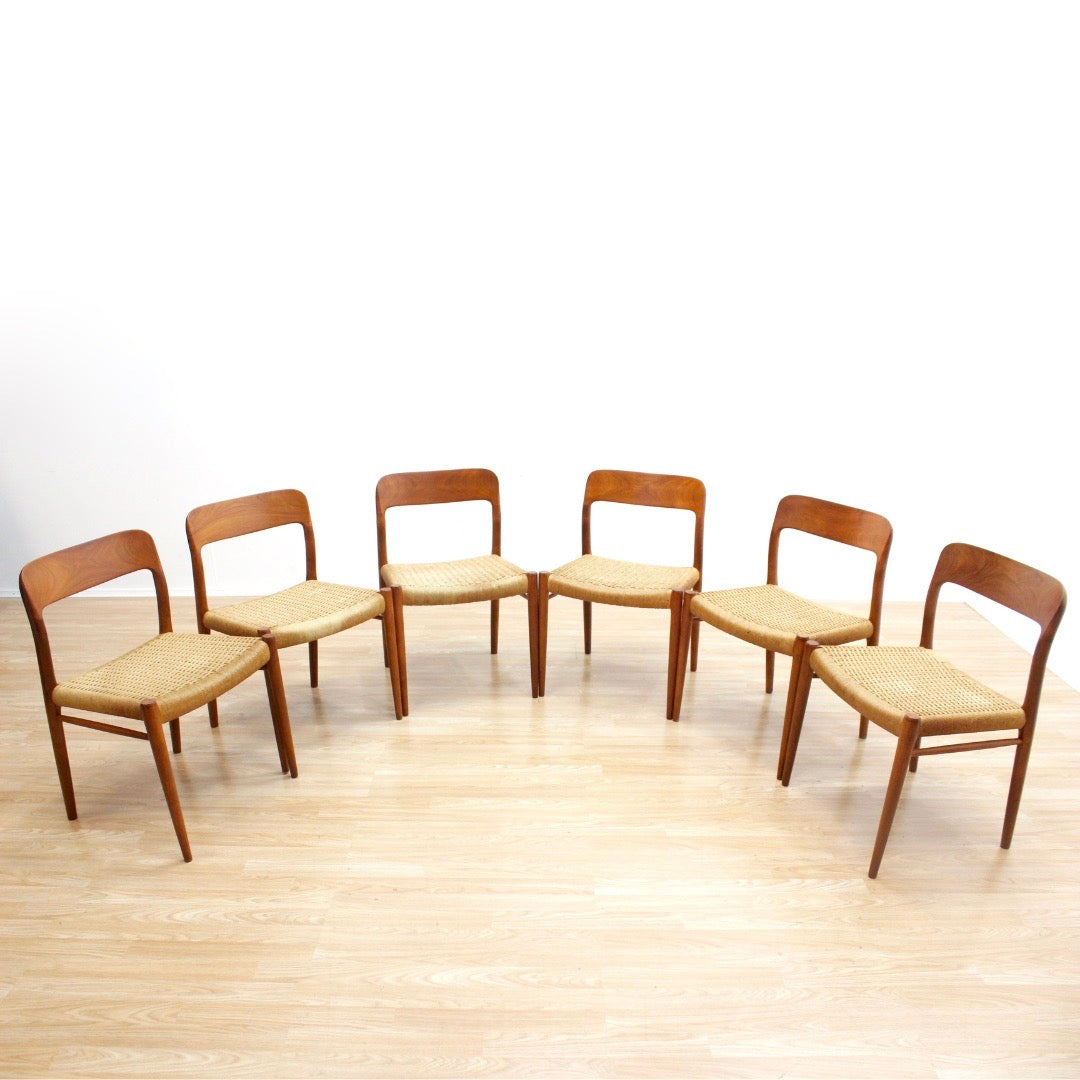 DANISH MODERN MODEL 75 DINING CHAIRS BY NIELS MOLLER