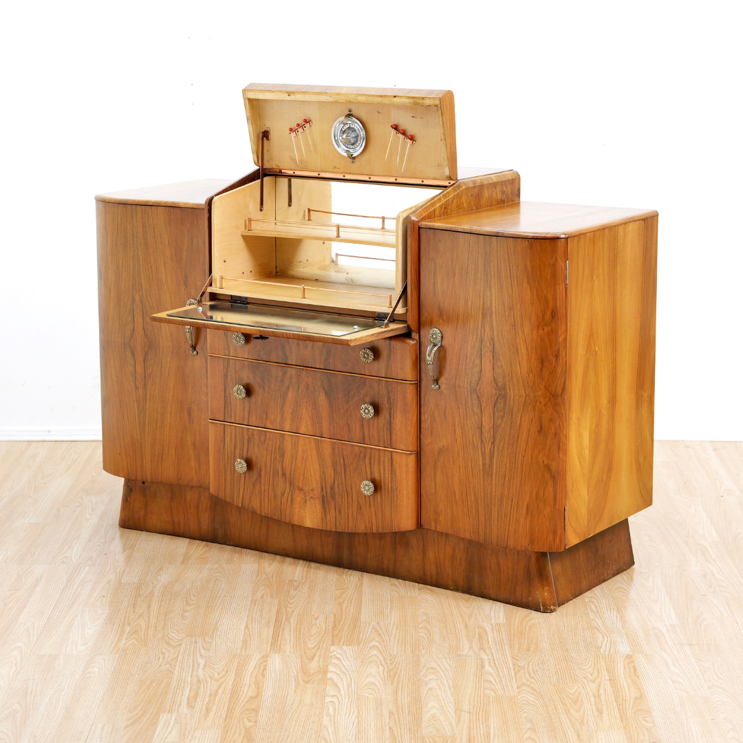 1950s Walnut Liquor Cabinet Credenza by Beautility Furniture