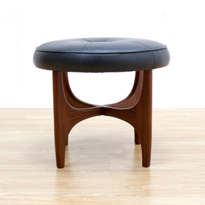 MID CENTURY ASTRO VANITY STOOL BY G PLAN IN BLACK LEATHER