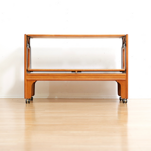 MID CENTURY MECHANICAL BAR CART FOLDING CONSOLE TABLE