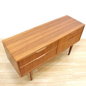 MID CENTURY FOUR DRAWER TEAK DRESSER BY AUSTINSUITE