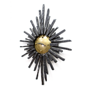 MID CENTURY CAST IRON BRUTALIST CLOCK MADE IN GERMANY