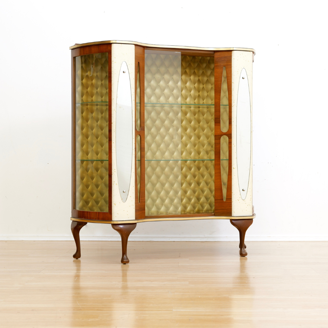 VINTAGE 1950S ATOMIC CURIO DISPLAY CABINET