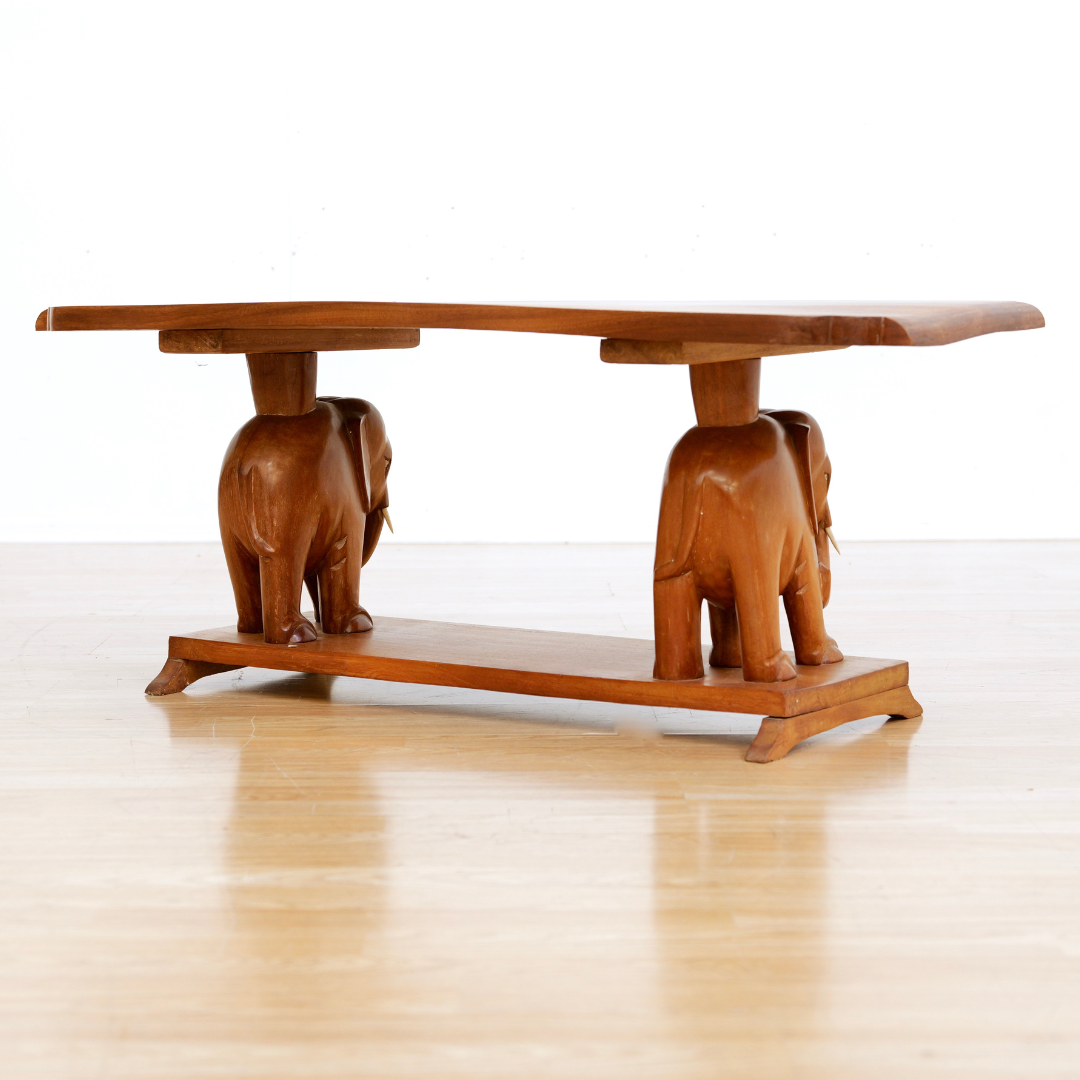 1950S HAND CARVED AFRICAN ELEPHANT COFFEE TABLE
