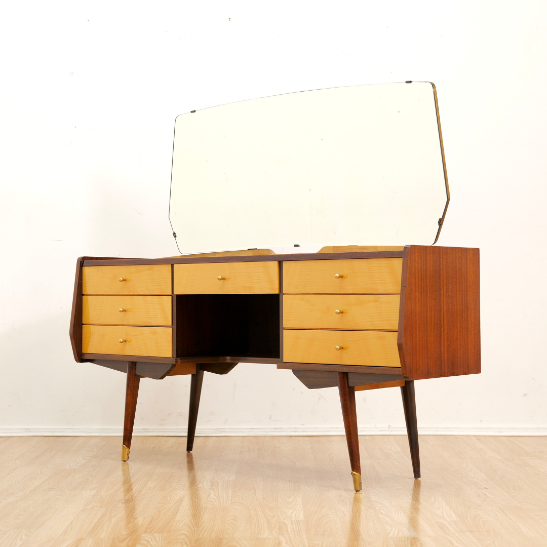 Vintage Italian Marino Vanity Lacquered Maple & Sycamore