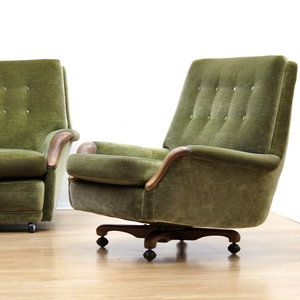 MID CENTURY GREEN VELVET SOFA & CHAIRS BY HEALS OF LONDON