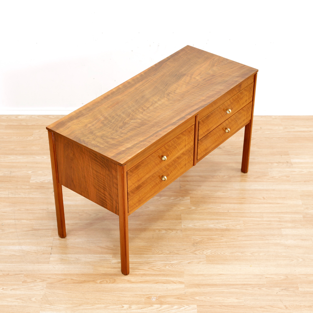 LOW MID CENTURY FOUR DRAWER CONSOLE DRESSER