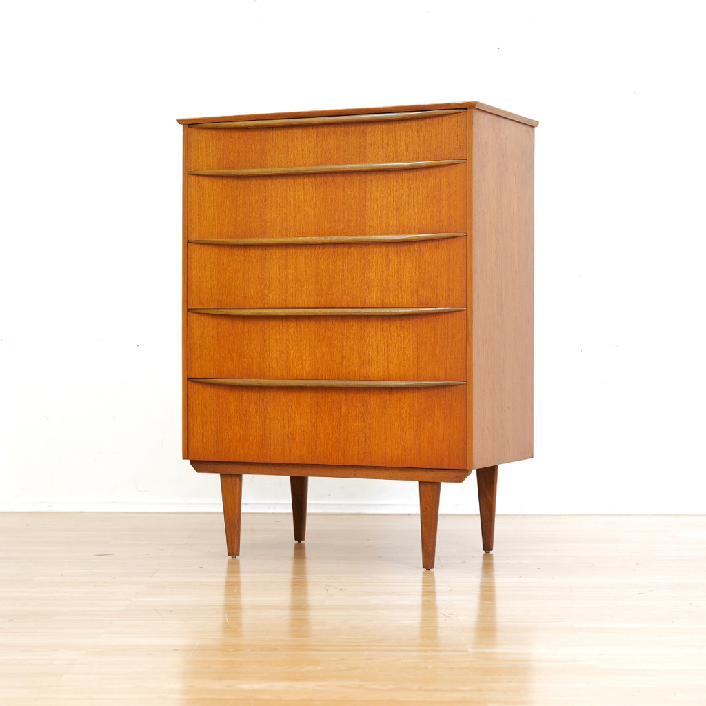 Mid Century Tallboy Teak Dresser