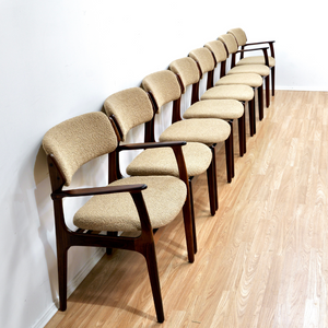 SET OF EIGHT DANISH MODERN MODEL 49 ROSEWOOD DINING CHAIRS BY ERIK BUCH