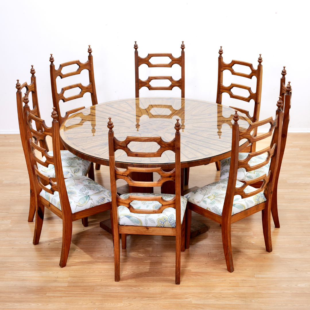 1970S HAND CARVED BRUTALIST DINING SET BY AQUARIUS ENTERPRISES AFRICA