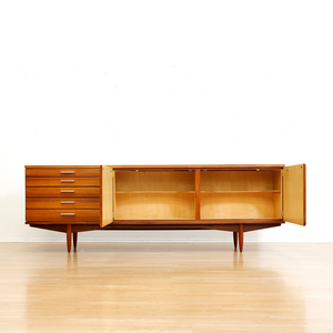LONG MID CENTURY TEAK CREDENZA BY WHITE & NEWTON
