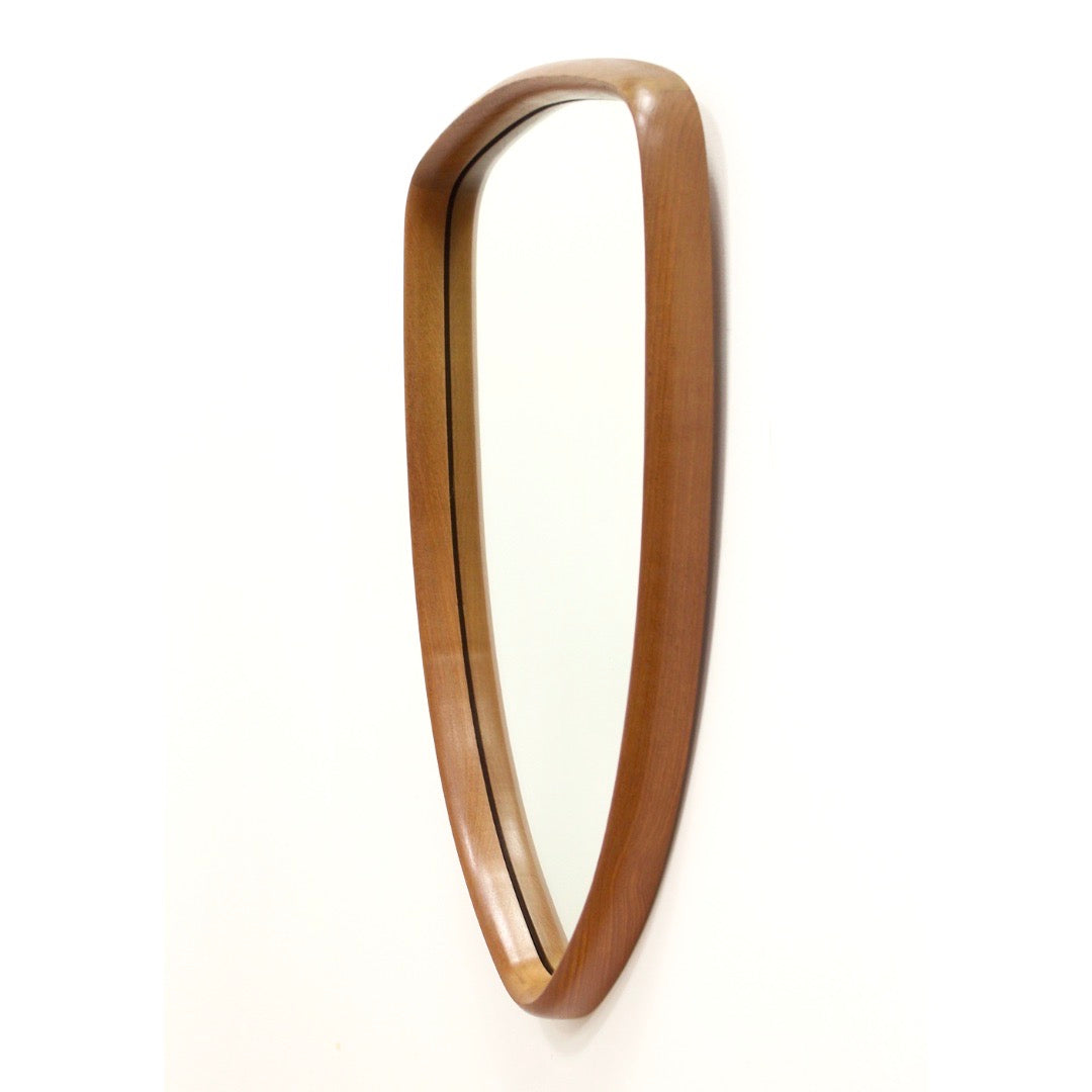 MID CENTURY DANISH TEAK SCULPTED TEARDROP MIRROR