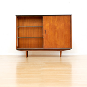 MID CENTURY TEAK CHINA DISPLAY CABINET