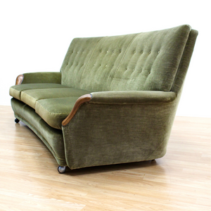 MID CENTURY GREEN DRAYLON SOFA & CHAIRS BY HEALS OF LONDON