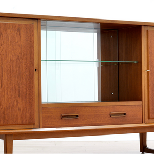 MID CENTURY TEAK CHINA DISPLAY CABINET SIDEBOARD BY JENTIQUE FURNITURE