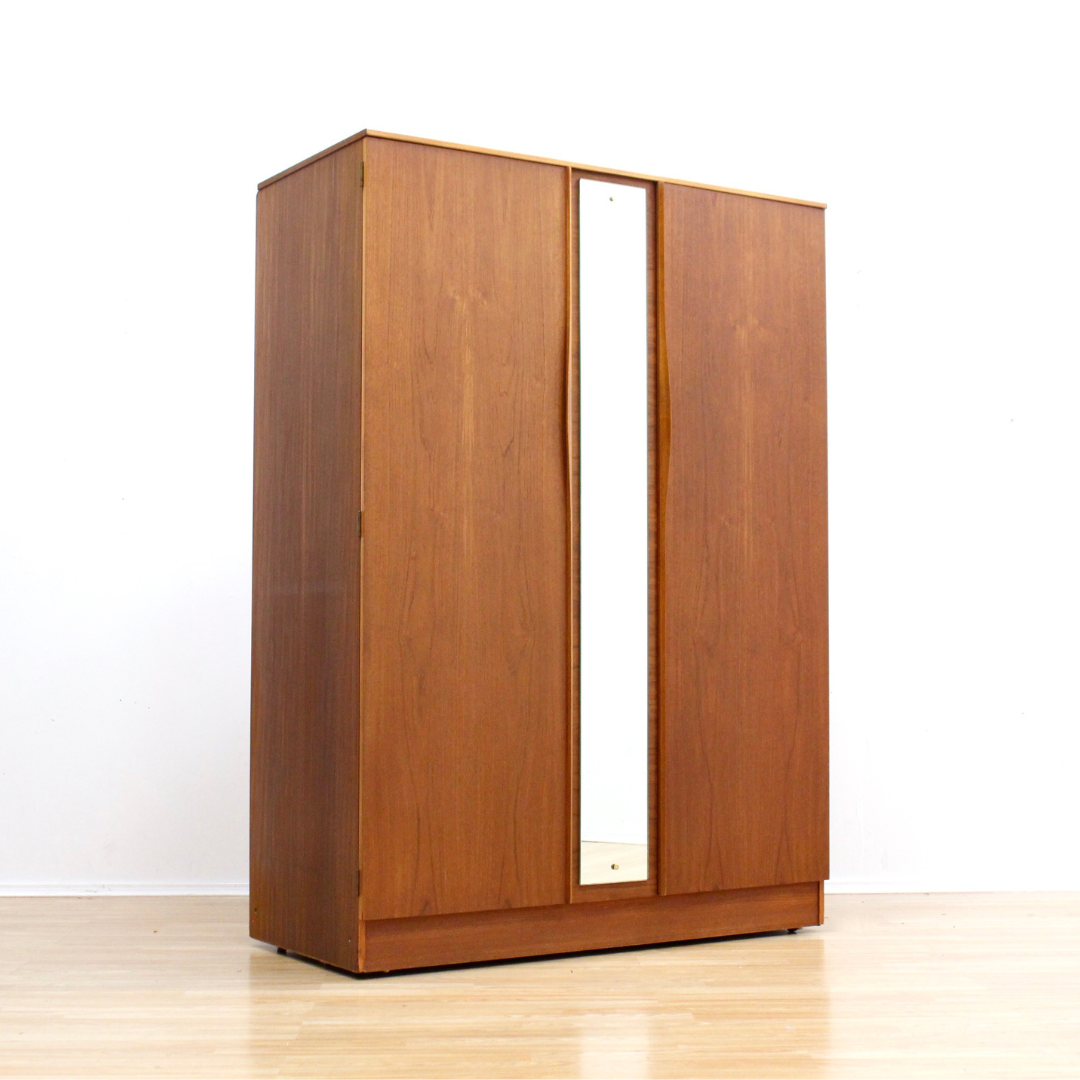 MID CENTURY TEAK ARMOIRE & MIRROR BY AUSTINSUITE