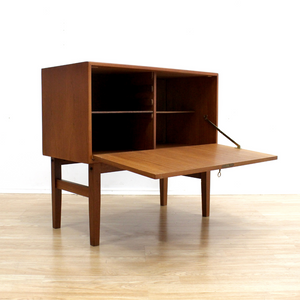 SMALL DANISH MODERN TEAK VINYL RECORD CABINET