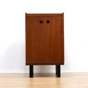 MID CENTURY TEAK VINYL RECORD STORAGE CABINET