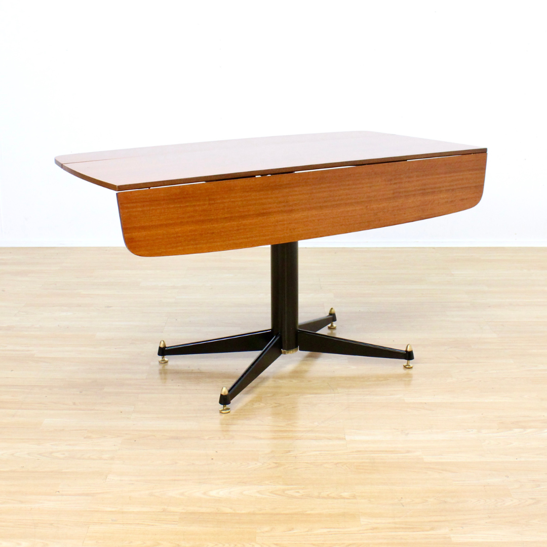 1950S ELEVATOR COFFEE DROPLEAF DINING TABLE BY E GOMME