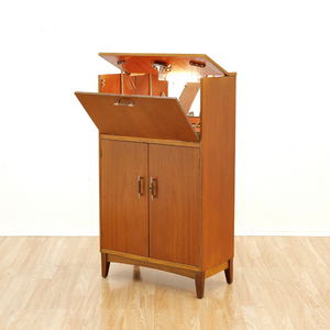 1960S TEAK ENGLISH DRY BAR LIQUOR CABINET