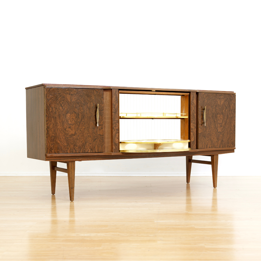MID CENTURY COCKTAIL CABINET CREDENZA BY BEAUTILITY FURNITURE