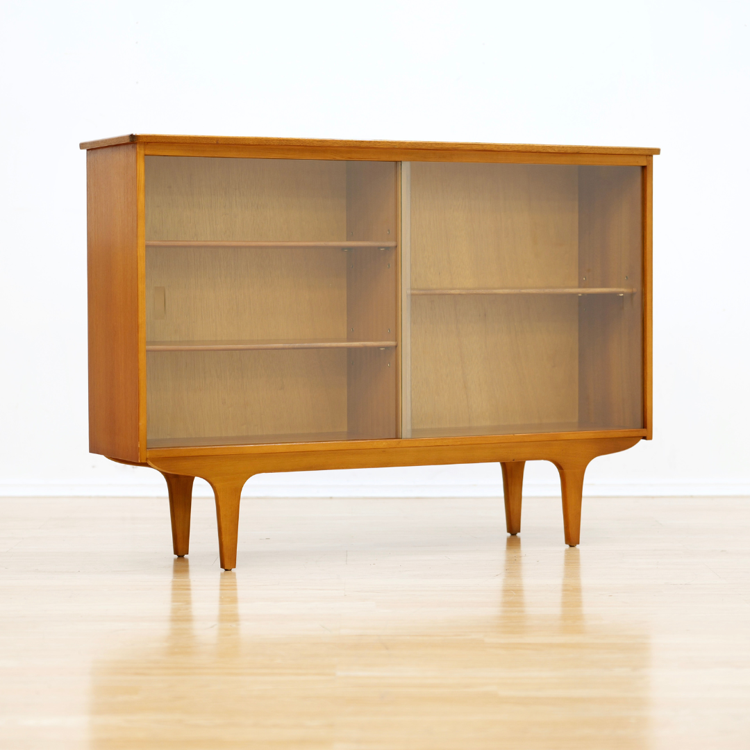 MID CENTURY DANISH TEAK & GLASS ENTRYWAY CHINA CABINET