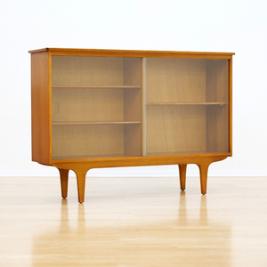 MID CENTURY DANISH TEAK & GLASS ENTRYWAY CHINA CABINET