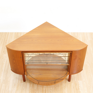 MID CENTURY TEAK REVOLVING CORNER BAR BY SIESTA