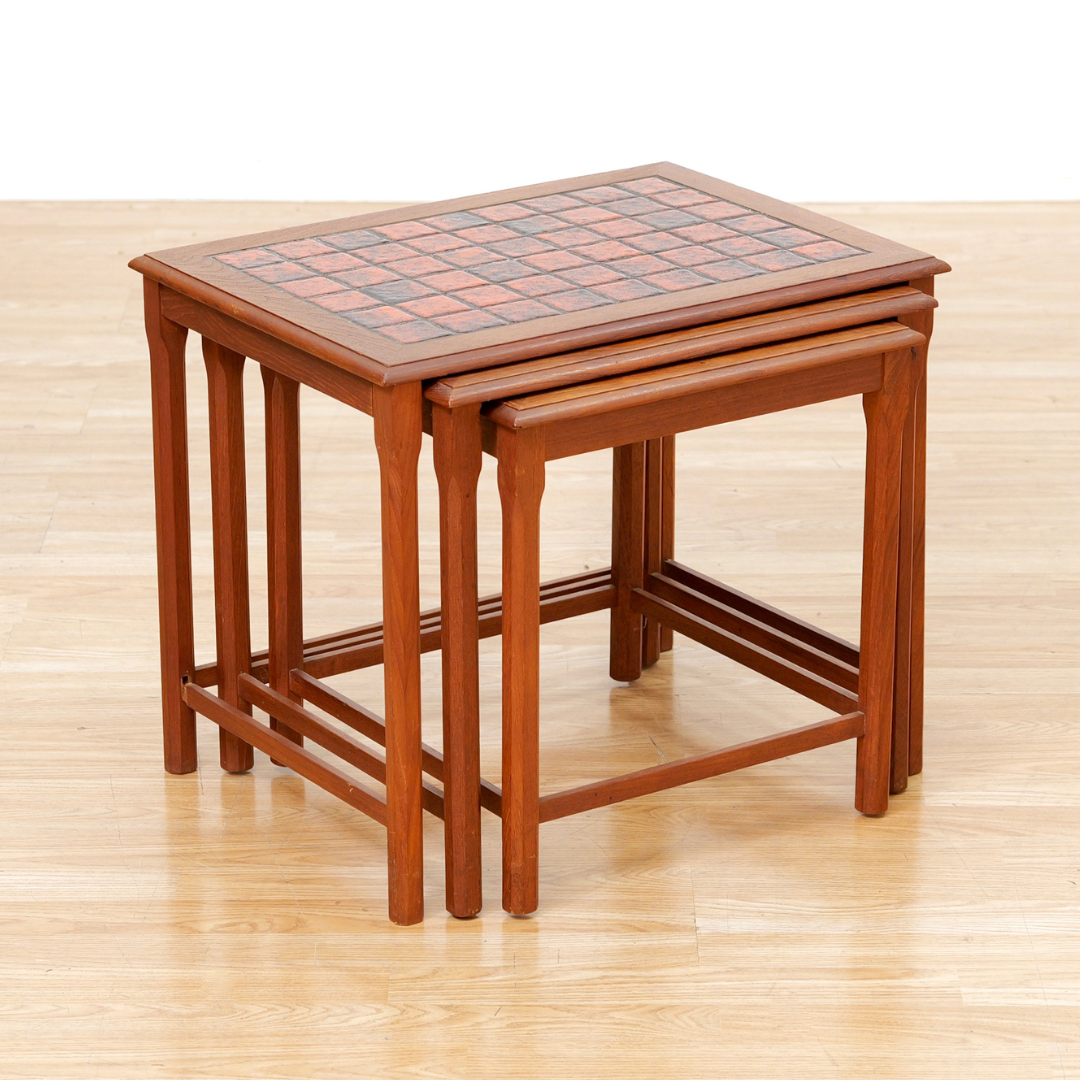 Danish Modern Teak & Tile Top Nesting Tables – kinetic modern