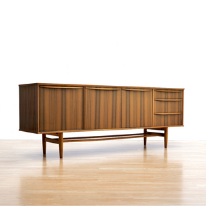 MID CENTURY LONG TEAK CREDENZA BY NEIL MORRIS FOR MORRIS OF GLASGOW