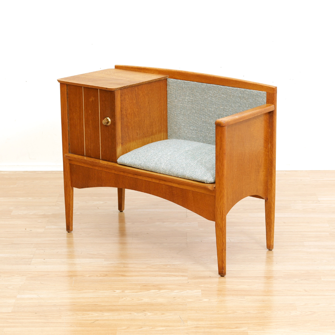 MID CENTURY OAK GOSSIP BENCH BY CHIPPY HEATH