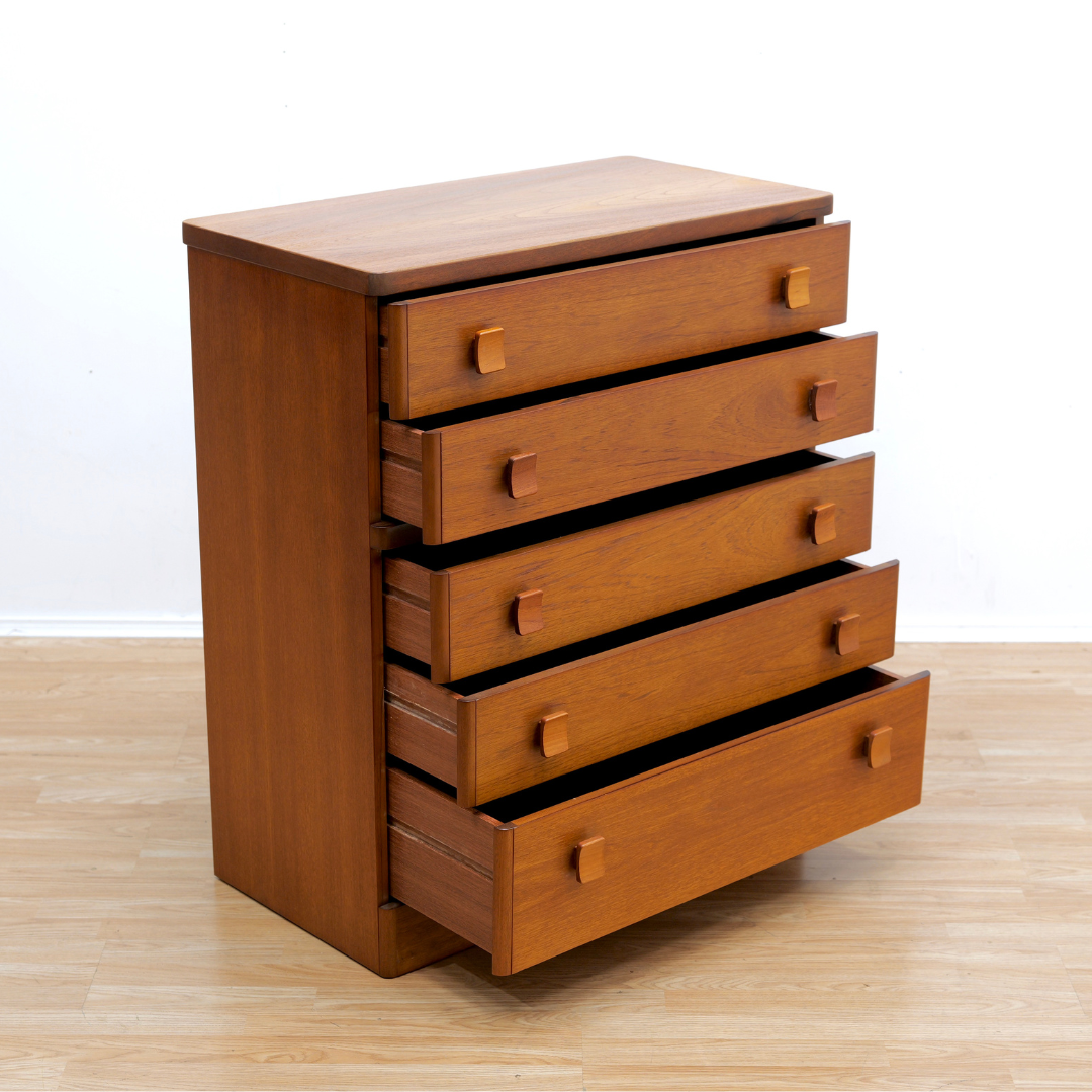 MID CENTURY TEAK TALL DRESSER BY STAG FURNITURE