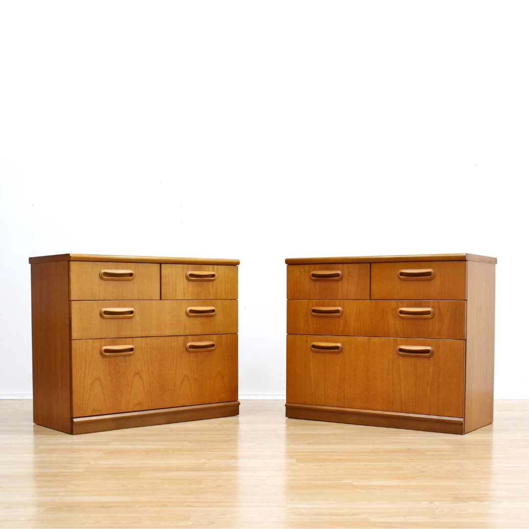 PAIR OF MID CENTURY TEAK DRESSERS NIGHTSTANDS BY MEREDEW FURNITURE