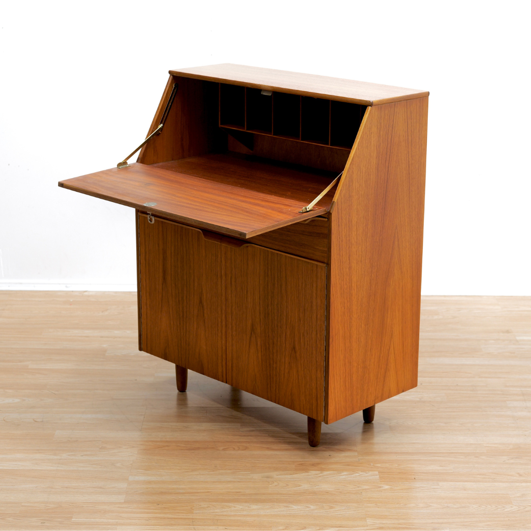 MID CENTURY TEAK SECRETARY DESK BY SUTCLIFFE OF TODMORDEN