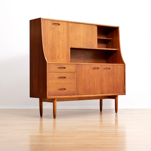 MID CENTURY TEAK TALL BUFFET CREDENZA BY JENTIQUE FURNITURE