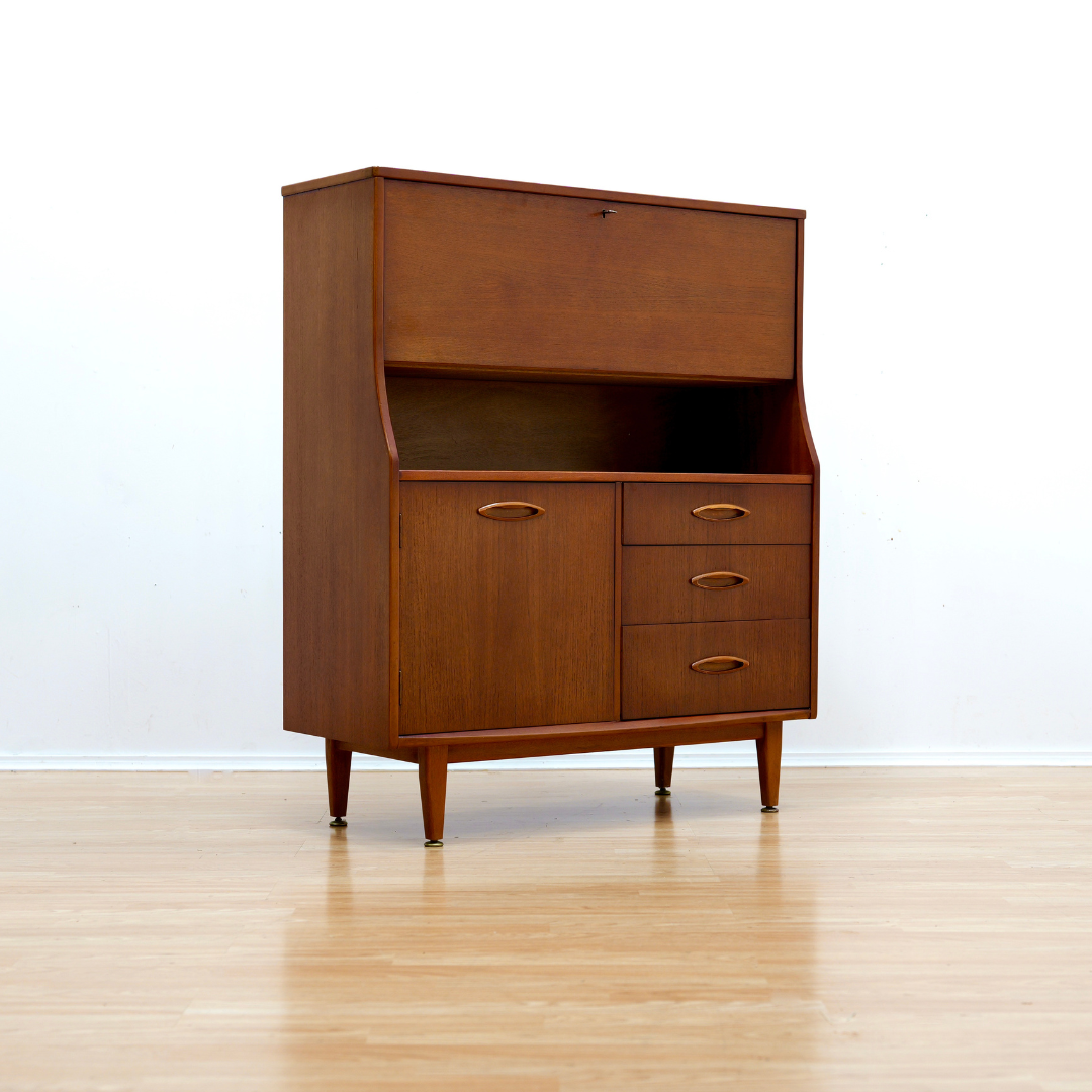 MID CENTURY TEAK STANDING SECRETARY DESK BY JENTIQUE