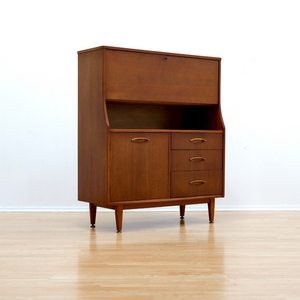 MID CENTURY TEAK STANDING SECRETARY DESK BY JENTIQUE