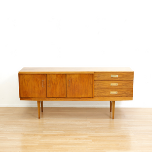 MID CENTURY WALNUT LIQUOR CABINET CREDENZA BY BEAUTILITY FURNITURE