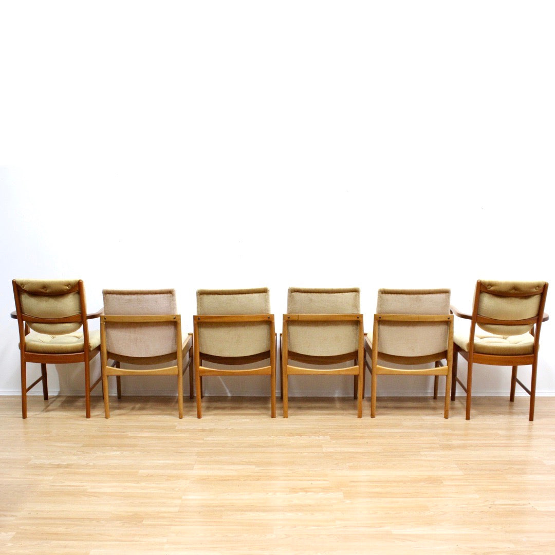 MID CENTURY DINING CHAIRS BY MCINTOSH FURNITURE SET OF SIX