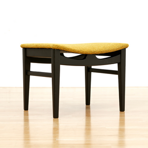 MID CENTURY ATOMIC VANITY STOOL IN EBONY & OCHRE