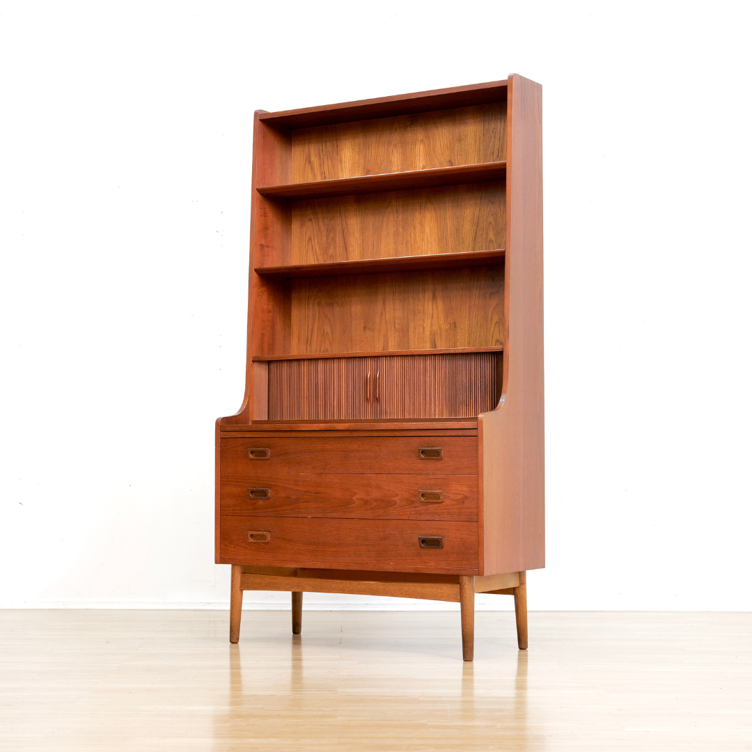 MID CENTURY DANISH SECRETARY DESK BY JOHANNES SORTH FOR BORNHOLM MOBELFABRIK
