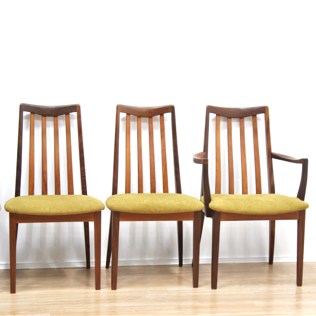 MID CENTURY DINING CHAIRS BY G PLAN SET OF SIX