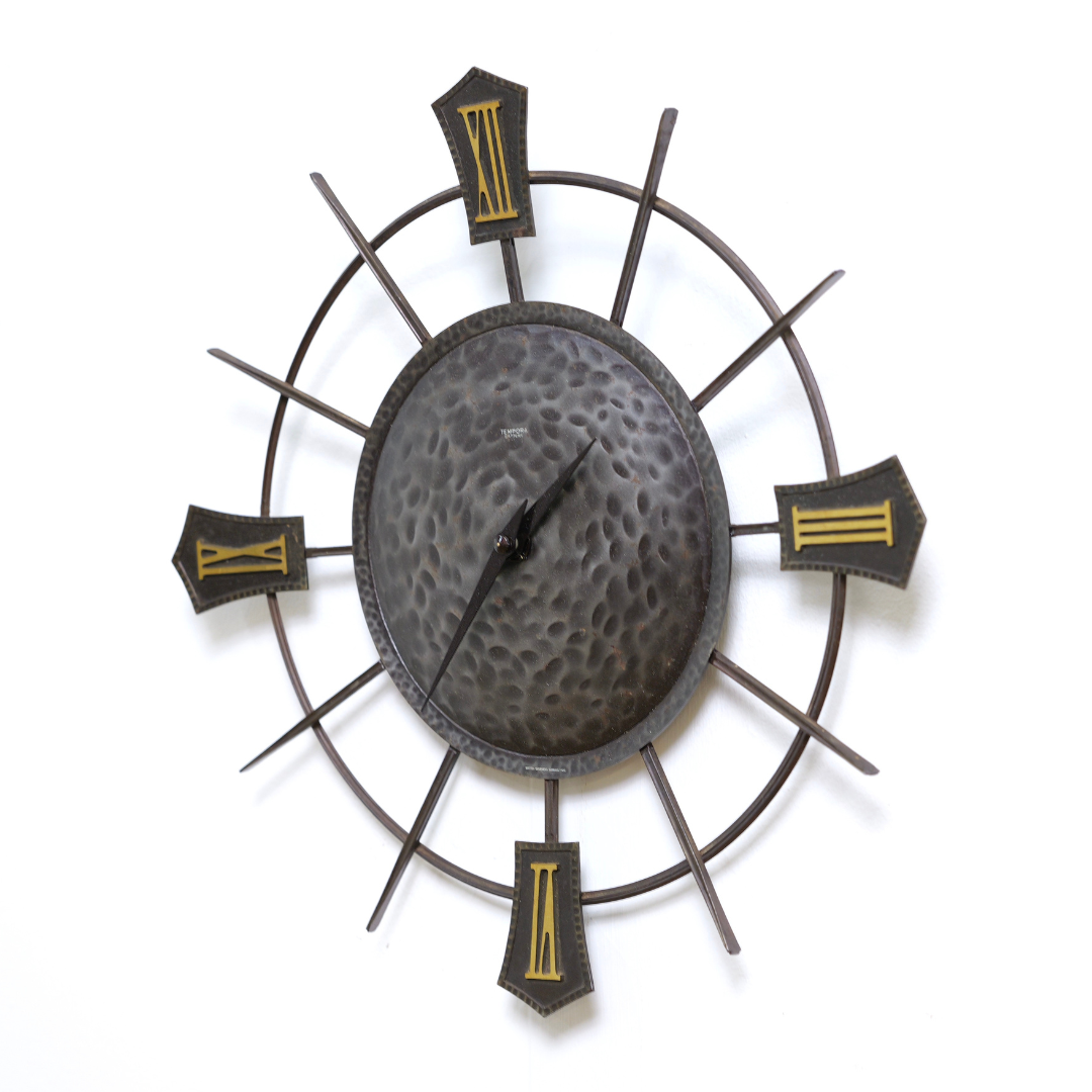 MID CENTURY BRUTALIST WALL CLOCK BY TEMPORA