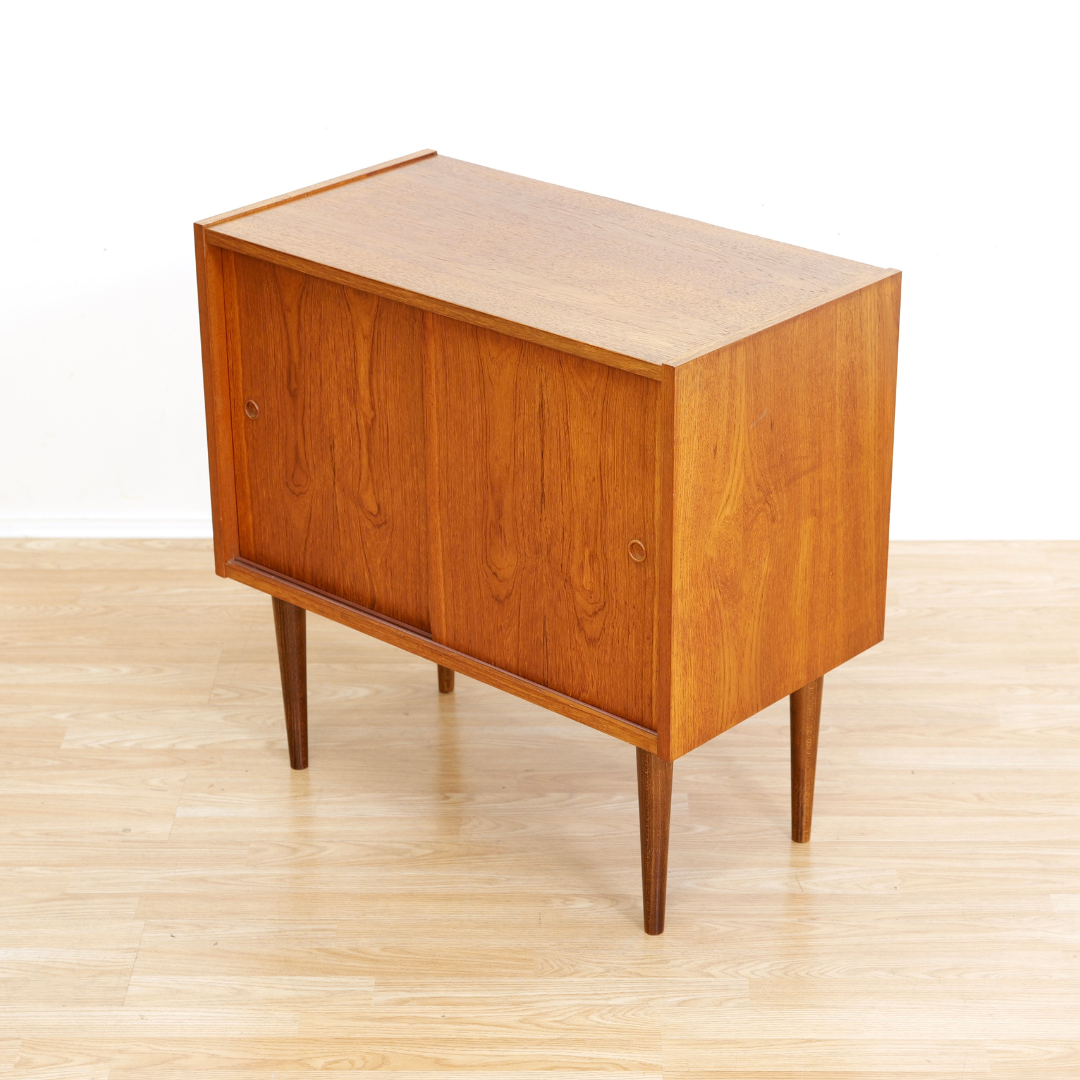 MID CENTURY DANISH TEAK CABINET VINYL RECORD STORAGE