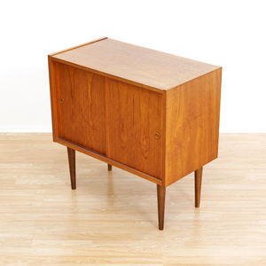 MID CENTURY DANISH TEAK CABINET VINYL RECORD STORAGE