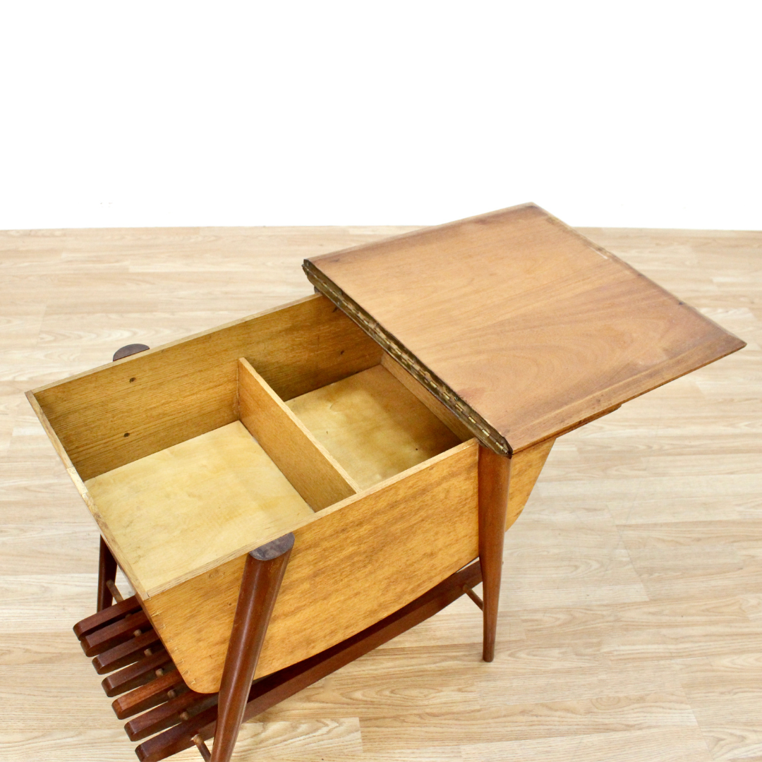 MID CENTURY DANISH SIDE TABLE SEWING BOX
