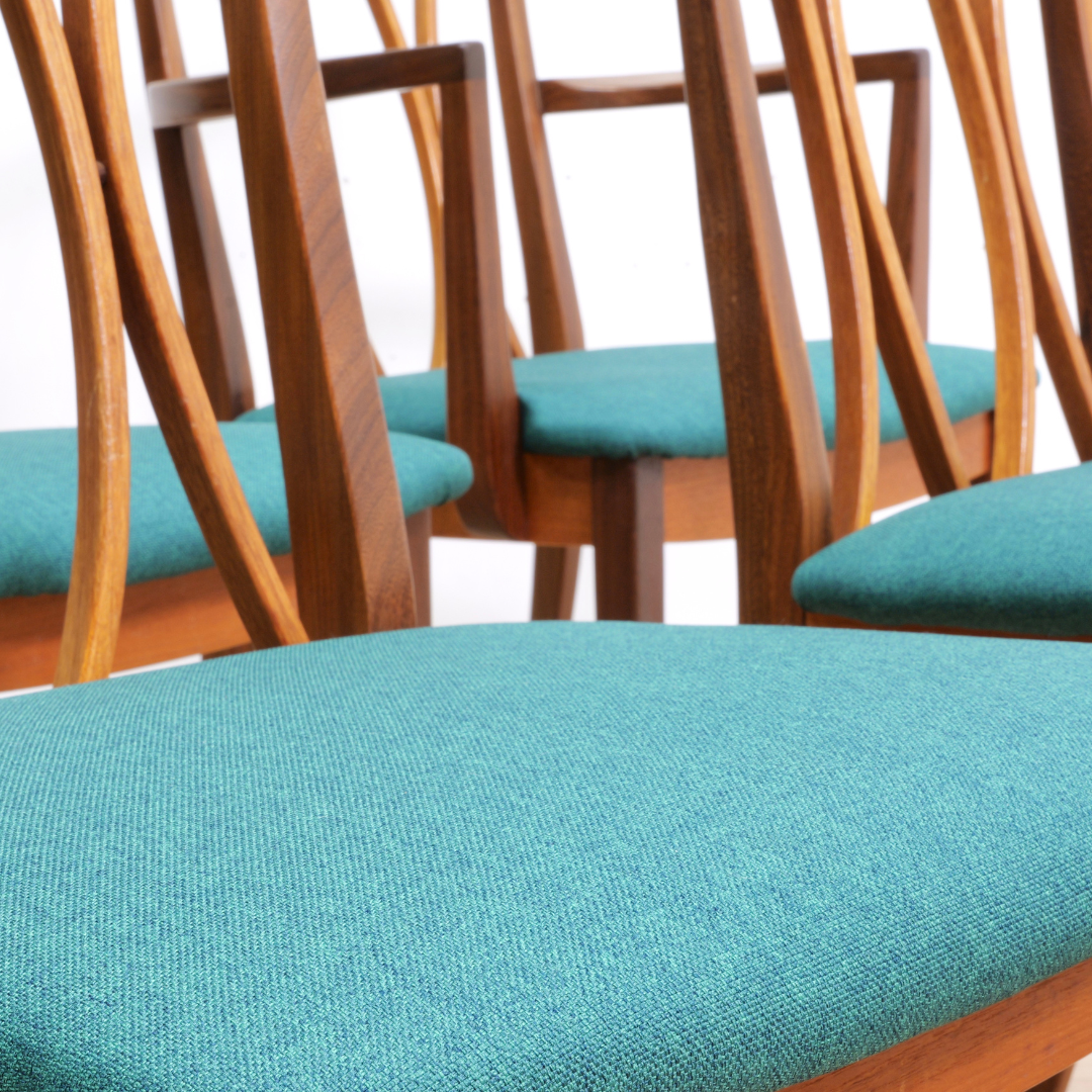 SET OF SIX MID CENTURY DINING CHAIRS BY G PLAN IN TEAL