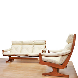 VINTAGE SCANDINAVIAN DESIGN LEATHER SOFA SET BY SODA GALVANO FOR LIED MOBLER